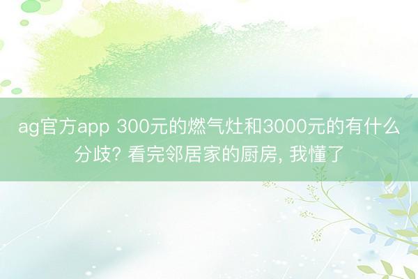 ag官方app 300元的燃气灶和3000元的有什么分歧? 看完邻居家的厨房， 我懂了