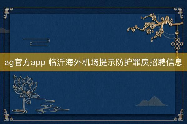 ag官方app 临沂海外机场提示防护罪戾招聘信息