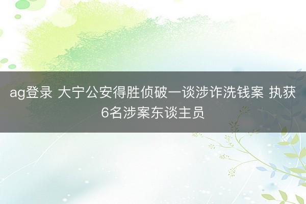 ag登录 大宁公安得胜侦破一谈涉诈洗钱案 执获6名涉案东谈主员