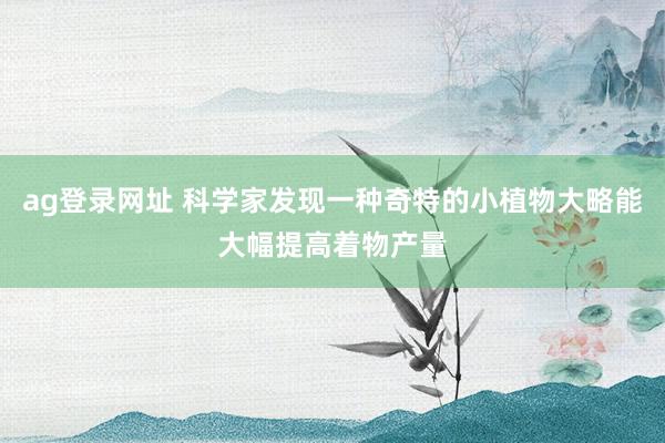 ag登录网址 科学家发现一种奇特的小植物大略能大幅提高着物产量