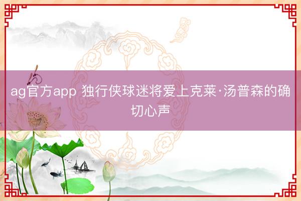 ag官方app 独行侠球迷将爱上克莱·汤普森的确切心声