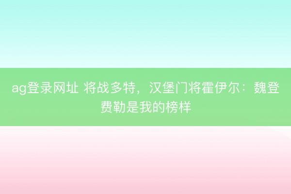 ag登录网址 将战多特，汉堡门将霍伊尔：魏登费勒是我的榜样