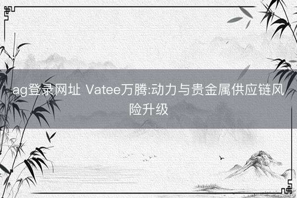 ag登录网址 Vatee万腾:动力与贵金属供应链风险升级