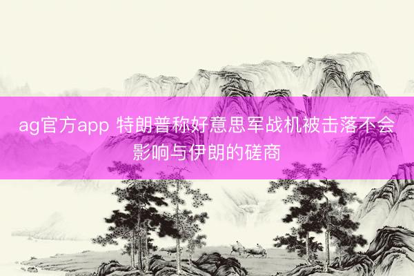 ag官方app 特朗普称好意思军战机被击落不会影响与伊朗的磋商