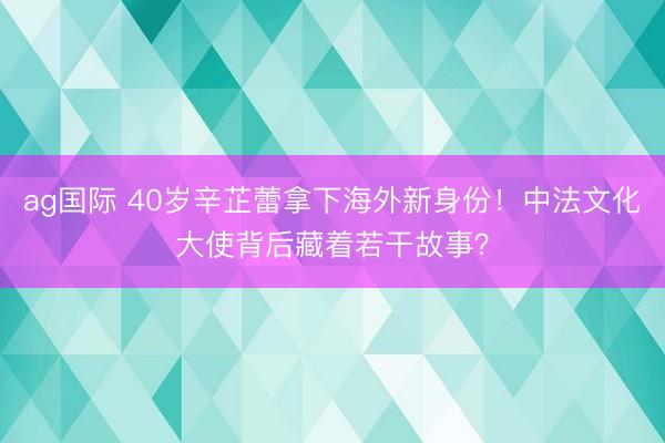 ag国际 40岁辛芷蕾拿下海外新身份！中法文化大使背后藏着若干故事？