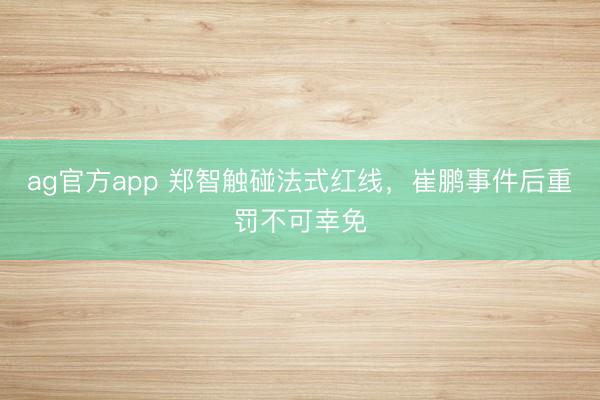 ag官方app 郑智触碰法式红线，崔鹏事件后重罚不可幸免