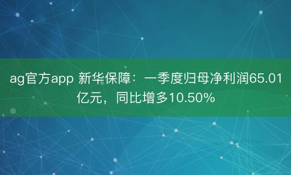 ag官方app 新华保障：一季度归母净利润65.01亿元，同比增多10.50%