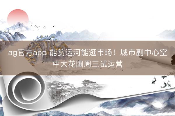 ag官方app 能赏运河能逛市场！城市副中心空中大花圃周三试运营