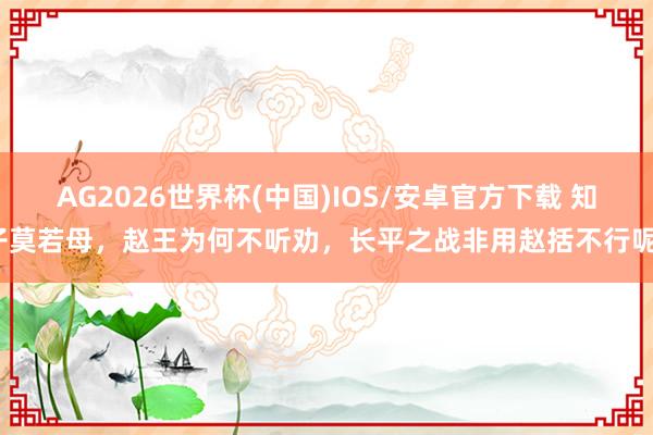 AG2026世界杯(中国)IOS/安卓官方下载 知子莫若母，赵王为何不听劝，长平之战非用赵括不行呢？