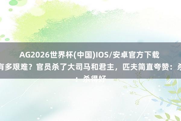 AG2026世界杯(中国)IOS/安卓官方下载 公论有多艰难？官员杀了大司马和君主，匹夫简直夸赞：杀得好