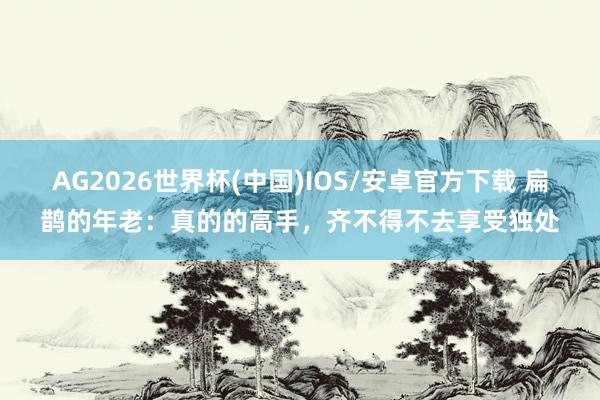 AG2026世界杯(中国)IOS/安卓官方下载 扁鹊的年老:真的的高手,齐不得不去享受独处