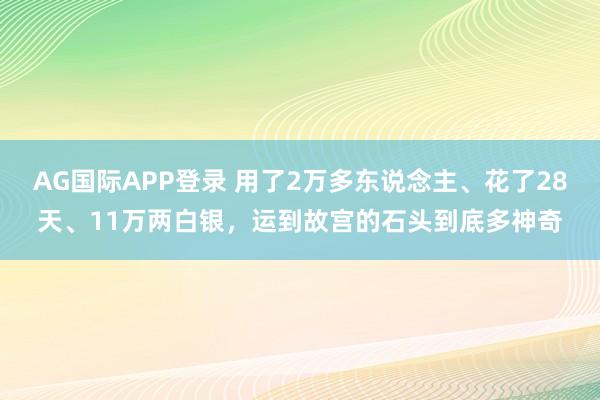 AG国际APP登录 用了2万多东说念主、花了28天、11万两白银,运到故宫的石头到底多神奇