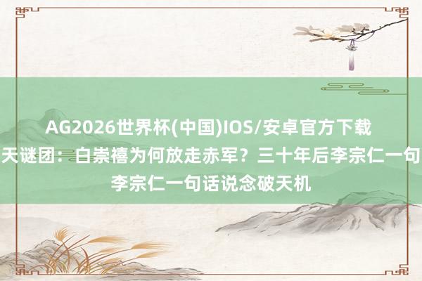 AG2026世界杯(中国)IOS/安卓官方下载 湘江死战藏惊天谜团：白崇禧为何放走赤军？三十年后李宗仁一句话说念破天机