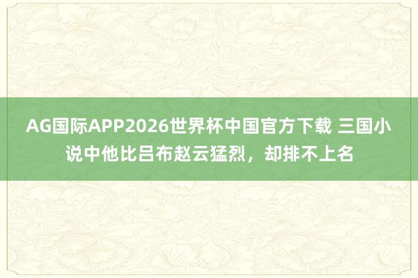 AG国际APP2026世界杯中国官方下载 三国小说中他比吕布赵云猛烈，却排不上名