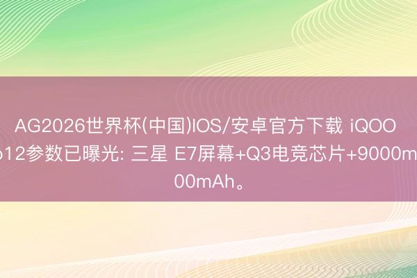 AG2026世界杯(中国)IOS/安卓官方下载 iQOO Neo12参数已曝光: 三星 E7屏幕+Q3电竞芯片+9000mAh。