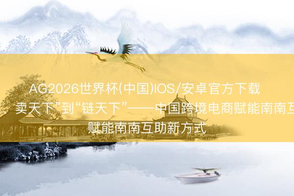 AG2026世界杯(中国)IOS/安卓官方下载 从“买天下、卖天下”到“链天下”——中国跨境电商赋能南南互助新方式