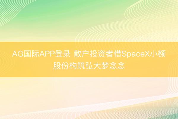 AG国际APP登录 散户投资者借SpaceX小额股份构筑弘大梦念念