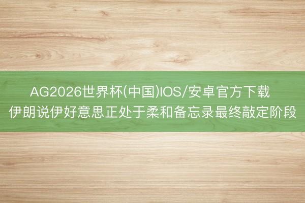 AG2026世界杯(中国)IOS/安卓官方下载 伊朗说伊好意思正处于柔和备忘录最终敲定阶段